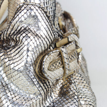 Jimmy Choo Tulita Handbag Metallic Gold Python Purse - Image 6
