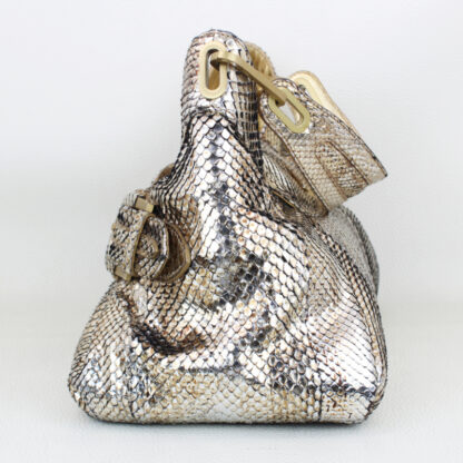 Jimmy Choo Tulita Handbag Metallic Gold Python Purse - Image 7
