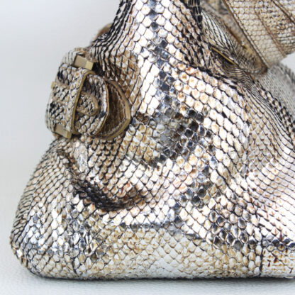 Jimmy Choo Tulita Handbag Metallic Gold Python Purse - Image 8