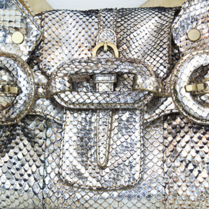 Jimmy Choo Tulita Handbag Metallic Gold Python Purse - Image 9