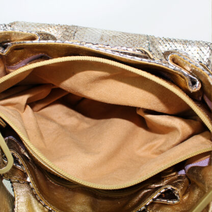 Jimmy Choo Tulita Handbag Metallic Gold Python Purse - Image 13