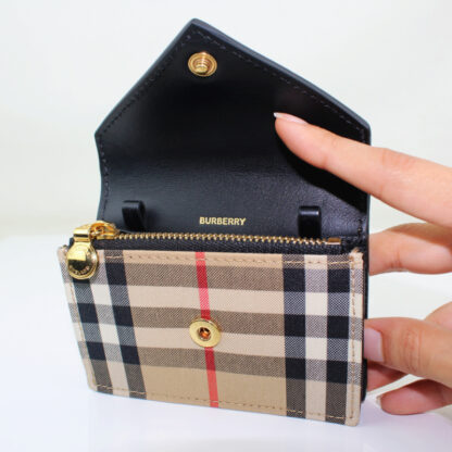 Burberry Jade Mini Vintage Check Card Case w/Gold Chain - Image 8