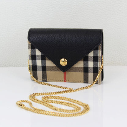 Burberry Jade Mini Vintage Check Card Case w/Gold Chain - Image 11