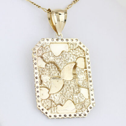 10K Yellow Gold Rectangle Nugget CZ Cubic Zirconia Pendant - Image 3