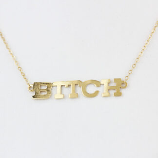 14 Karat Yellow Gold BITCH Necklace Choker