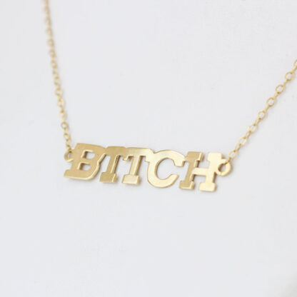 14 Karat Yellow Gold BITCH Necklace Choker - Image 3