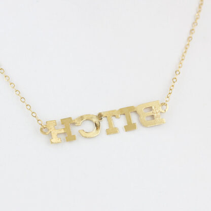 14 Karat Yellow Gold BITCH Necklace Choker - Image 4