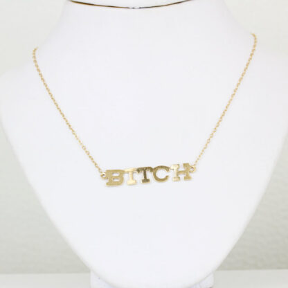 14 Karat Yellow Gold BITCH Necklace Choker - Image 5
