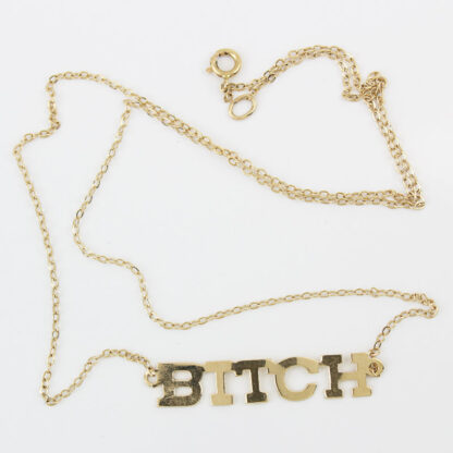 14 Karat Yellow Gold BITCH Necklace Choker - Image 7