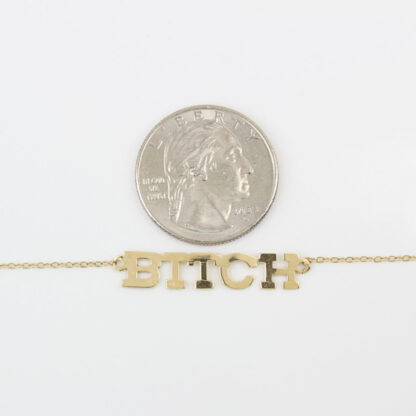 14 Karat Yellow Gold BITCH Necklace Choker - Image 8