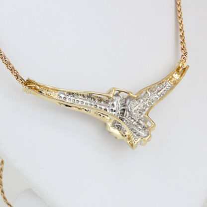 14K Yellow Gold 2 Carat Diamond 17" Chevron Knot Necklace Choker - Image 3