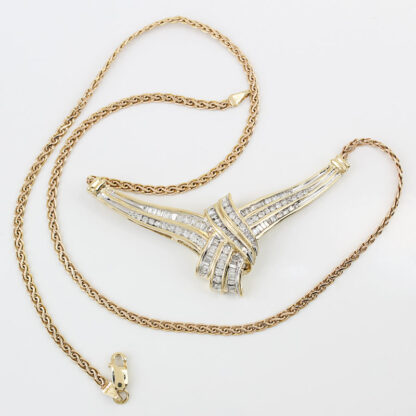 14K Yellow Gold 2 Carat Diamond 17" Chevron Knot Necklace Choker - Image 4