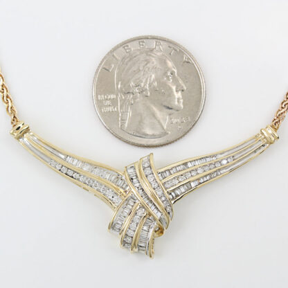 14K Yellow Gold 2 Carat Diamond 17" Chevron Knot Necklace Choker - Image 5