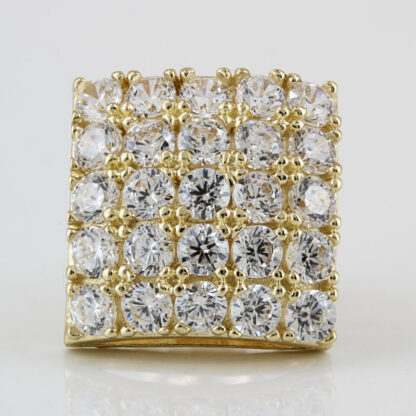 10K Yellow Gold Square Pave CZ Cubic Zirconia Stud Earrings - Image 2