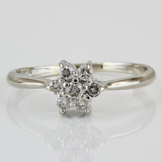 14k White Gold 7-Diamond Flower Ring Gift