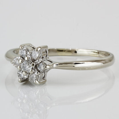 14k White Gold 7-Diamond Flower Ring Gift - Image 2