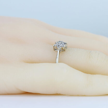14k White Gold 7-Diamond Flower Ring Gift - Image 5