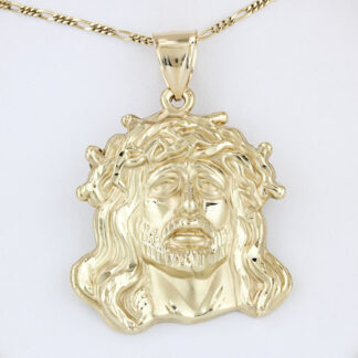 10K Yellow Gold Diamond-Cut Frosted Jesus Christ Religious Pendant