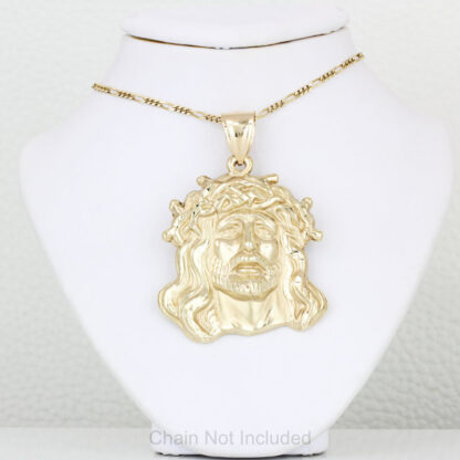 10K Yellow Gold Diamond-Cut Frosted Jesus Christ Religious Pendant - Image 4