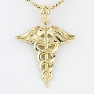 10K Yellow Gold Medicine Symbol Caduceus Pendant Charm