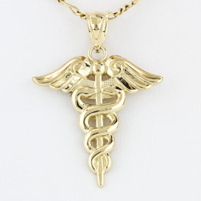 10K Yellow Gold Medicine Symbol Caduceus Pendant Charm