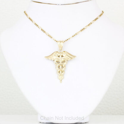 10K Yellow Gold Medicine Symbol Caduceus Pendant Charm - Image 5