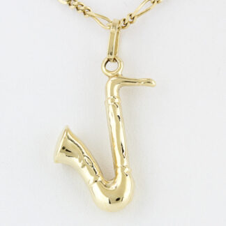 14K Yellow Gold Saxophone Instrument Pendant Charm