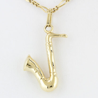 14K Yellow Gold Saxophone Instrument Pendant Charm