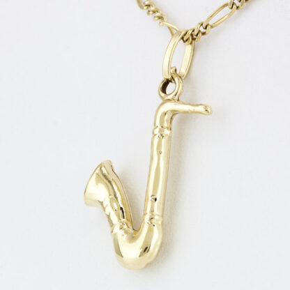14K Yellow Gold Saxophone Instrument Pendant Charm - Image 2
