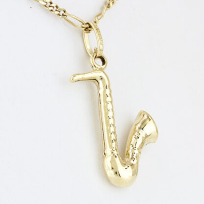 14K Yellow Gold Saxophone Instrument Pendant Charm - Image 3