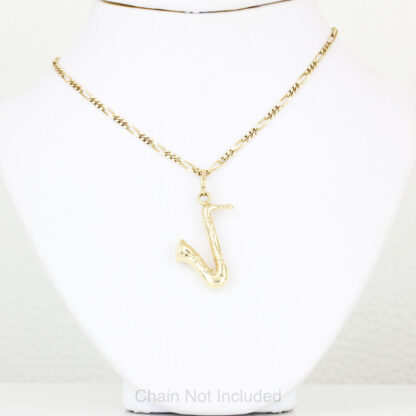 14K Yellow Gold Saxophone Instrument Pendant Charm - Image 4