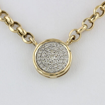14K Yellow Gold 18" Rolo Link Chain w/ 1.0 CTW Diamond Pave Disc Pendant - Image 2