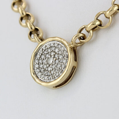 14K Yellow Gold 18" Rolo Link Chain w/ 1.0 CTW Diamond Pave Disc Pendant - Image 3