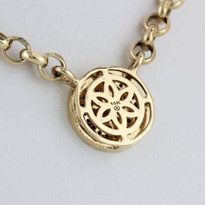 14K Yellow Gold 18" Rolo Link Chain w/ 1.0 CTW Diamond Pave Disc Pendant - Image 4