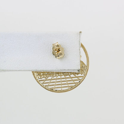 10K Yellow Gold Circular Last Supper Religious Stud Earrings - Image 4