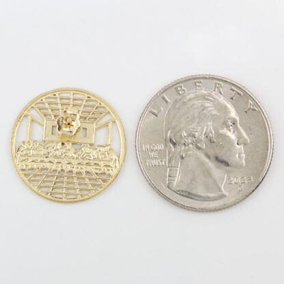 10K Yellow Gold Circular Last Supper Religious Stud Earrings - Image 5