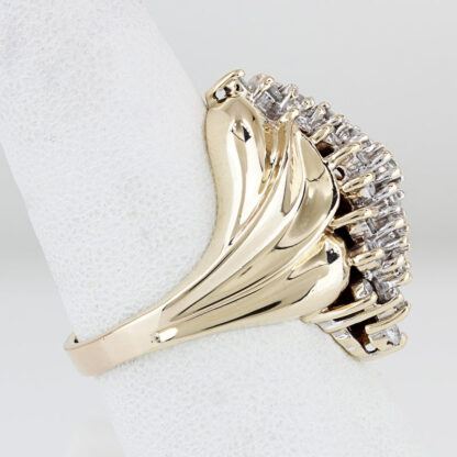 10k Yellow Gold Diamond Cluster Waterfall Cocktail Ring - Image 3