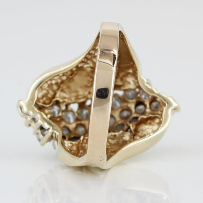 10k Yellow Gold Diamond Cluster Waterfall Cocktail Ring - Image 4