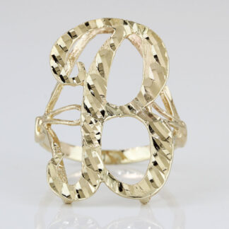 10K Yellow Gold Diamond-Cut Letter ''B" Ring