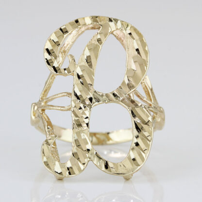 10K Yellow Gold Diamond-Cut Letter ''B" Ring