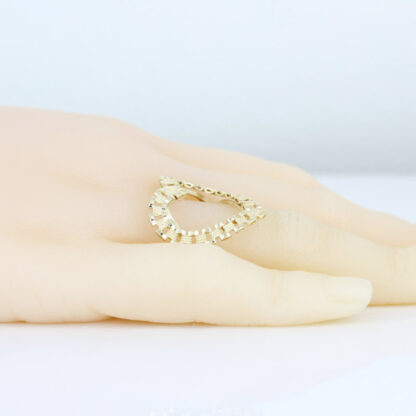 10K Yellow Gold Rolex Watch Style Heart Ring - Image 6