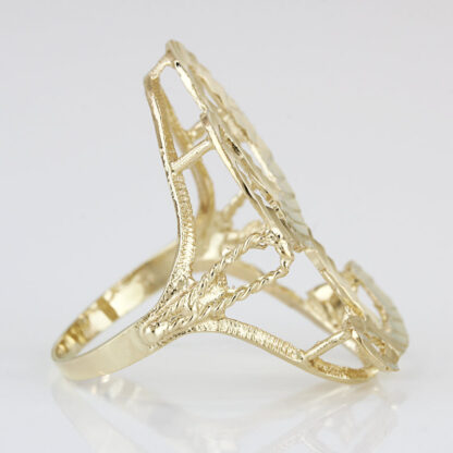 10K Yellow Gold Diamond-Cut Cursive Letter "L" Ring - Image 3