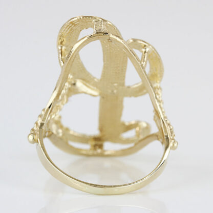 10K Yellow Gold Diamond-Cut Cursive Letter "L" Ring - Image 4