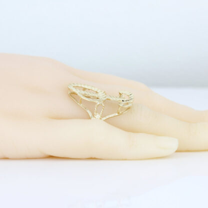 10K Yellow Gold Diamond-Cut Cursive Letter "L" Ring - Image 5