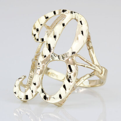 10K Yellow Gold Diamond-Cut Letter ''B" Ring - Image 2
