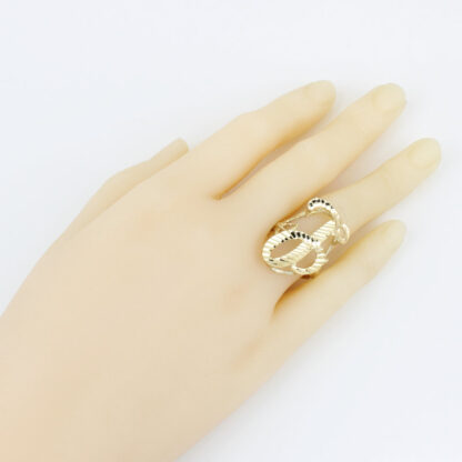 10K Yellow Gold Diamond-Cut Cursive Letter "L" Ring - Image 6