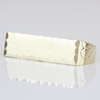 10K Yellow Gold Blank Diamond-Cut Name Plate Two-Finger Ring - Image 2