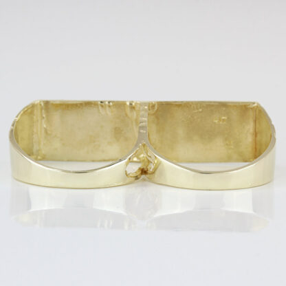 10K Yellow Gold Blank Diamond-Cut Name Plate Two-Finger Ring - Image 4