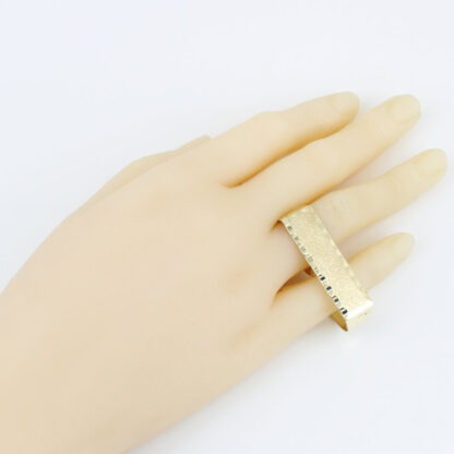 10K Yellow Gold Blank Diamond-Cut Name Plate Two-Finger Ring - Image 7