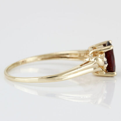 10K Yellow Gold Oval Garnet w/ Diamond Accents Ring - Image 3